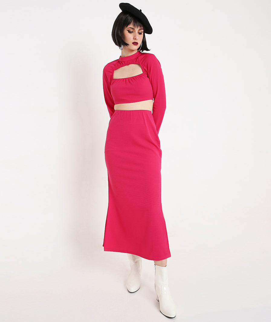 Pink Front Vent Crop Top